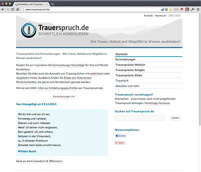 Trauerspruch.de ab 2013 Trauerspruch.de ab 2013
