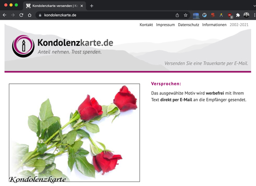 Kondolenzkarte.de ab 2014 Kondolenzkarte.de ab 2014